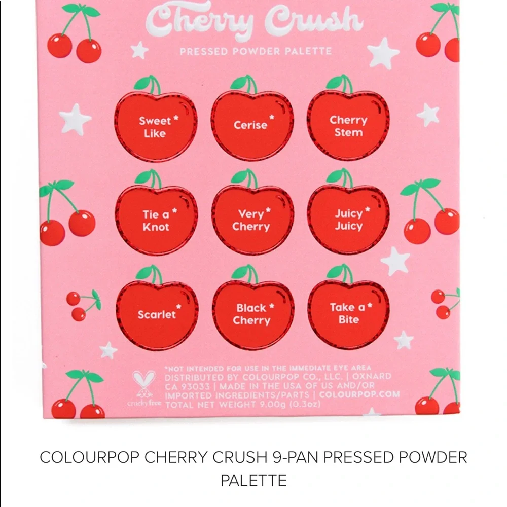 ColourPop Cherry Crush Pressed Powder Shadow Palette NIB